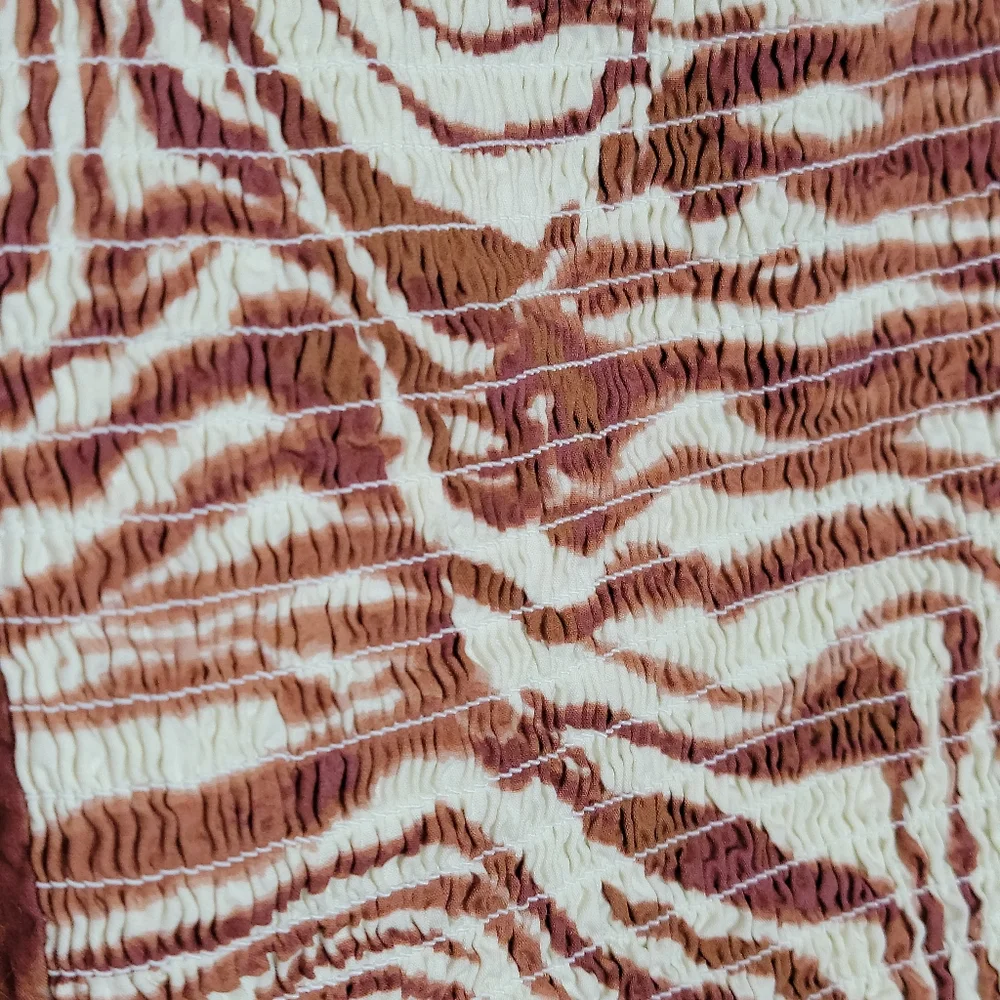 NWT Love the Label (Anthro) Smocked Puff Sleeve Blouse Brown Zebra Print - Picture 13 of 16